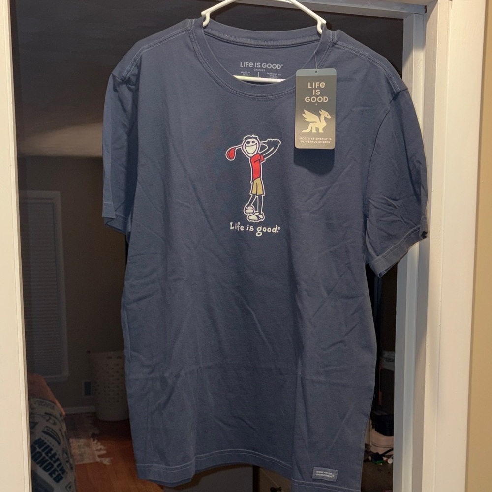 Life Is Good, Golfing Men's Navy Tee
